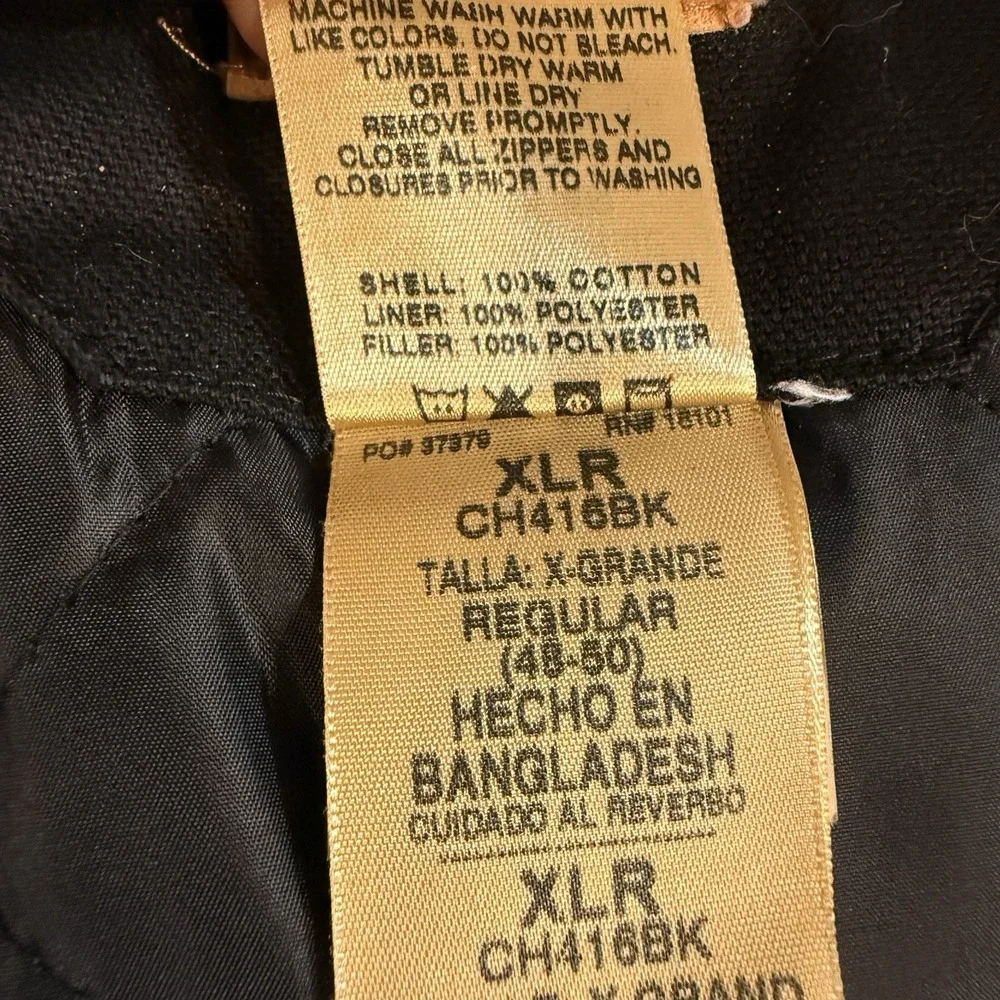 Berne Duck Canvas Work Jacket Black XLR 48–50 Quilted Lined